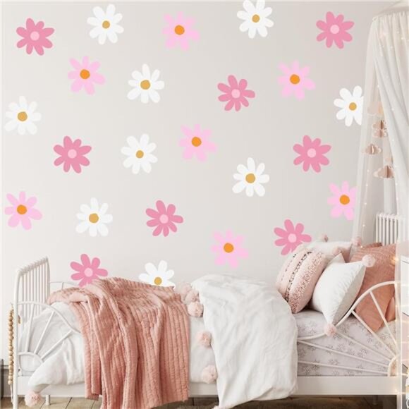 Daisy Wall Decals Flower Stickers Peel and Stick Vinyl Nursery Bedroom Living Ro - Picture 6 of 8